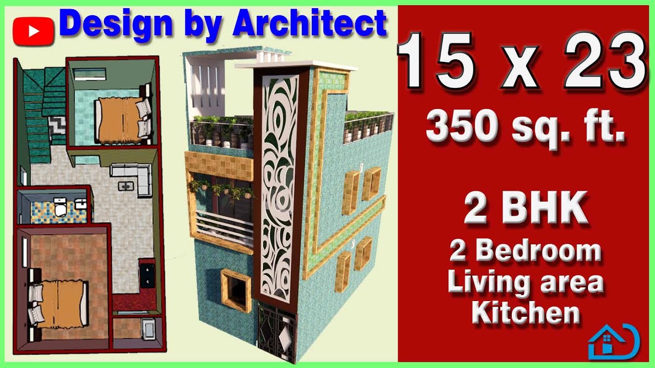 15 X 23 House Design |  घर का नक्शा | 15 X 23 House Plan 2 BHK| Vastu| 15X23 Ghar Ka Naksha|350 sqft