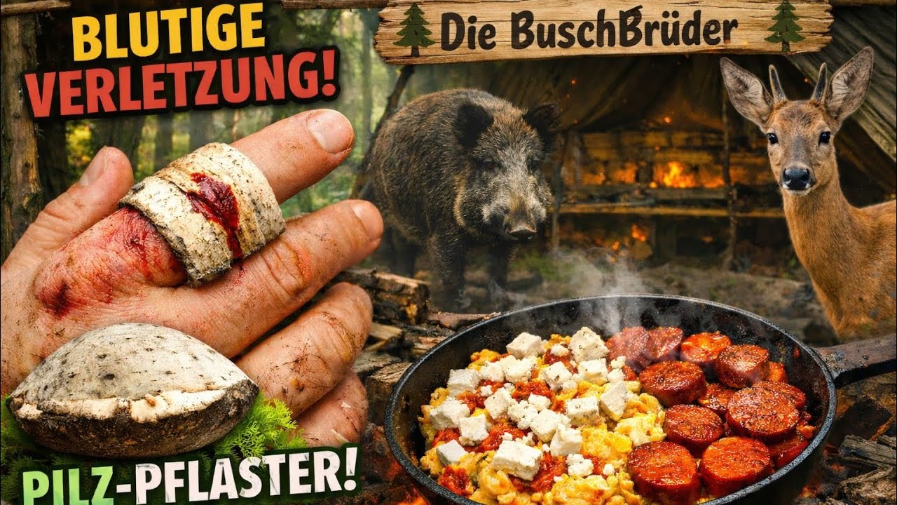 Pflaster aus Pilz gebaut 🍄‍🟫🩹& lecker Gefrühstückt im Camp 🪓🌲