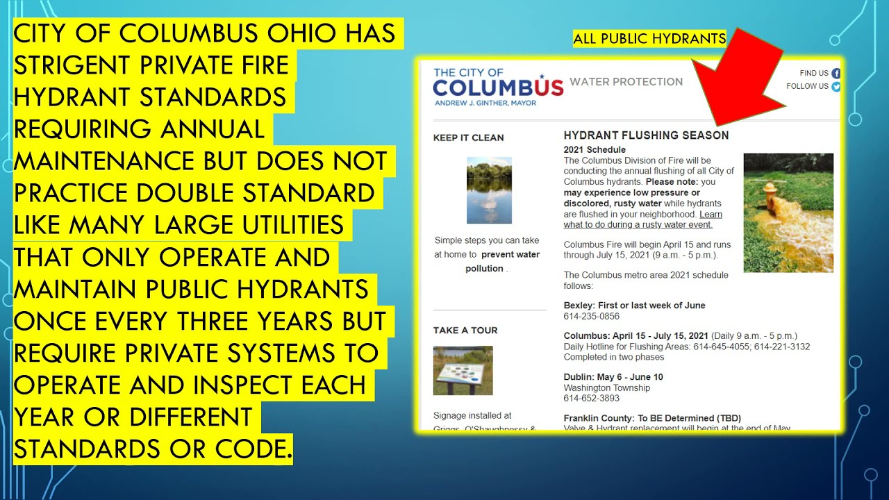 City of Columbus Ohio Private Fire Hydrant Sound Science Program - Require Strainer Inspection