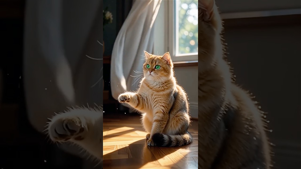 🌟 Goldene Katze im Sonnenstrahl: Magischer Moment der Ruhe! 😻✨ 