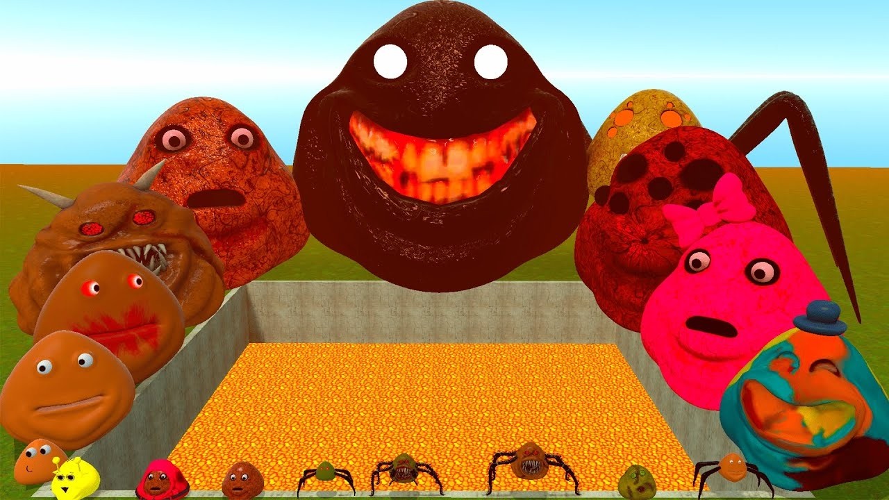 🕳️SPARTAN KICKING POU BOU FAMILY FROM BOU'S REVENGE Of POU and ORIGINAL POU in LAVA PIT Garry's Mod!