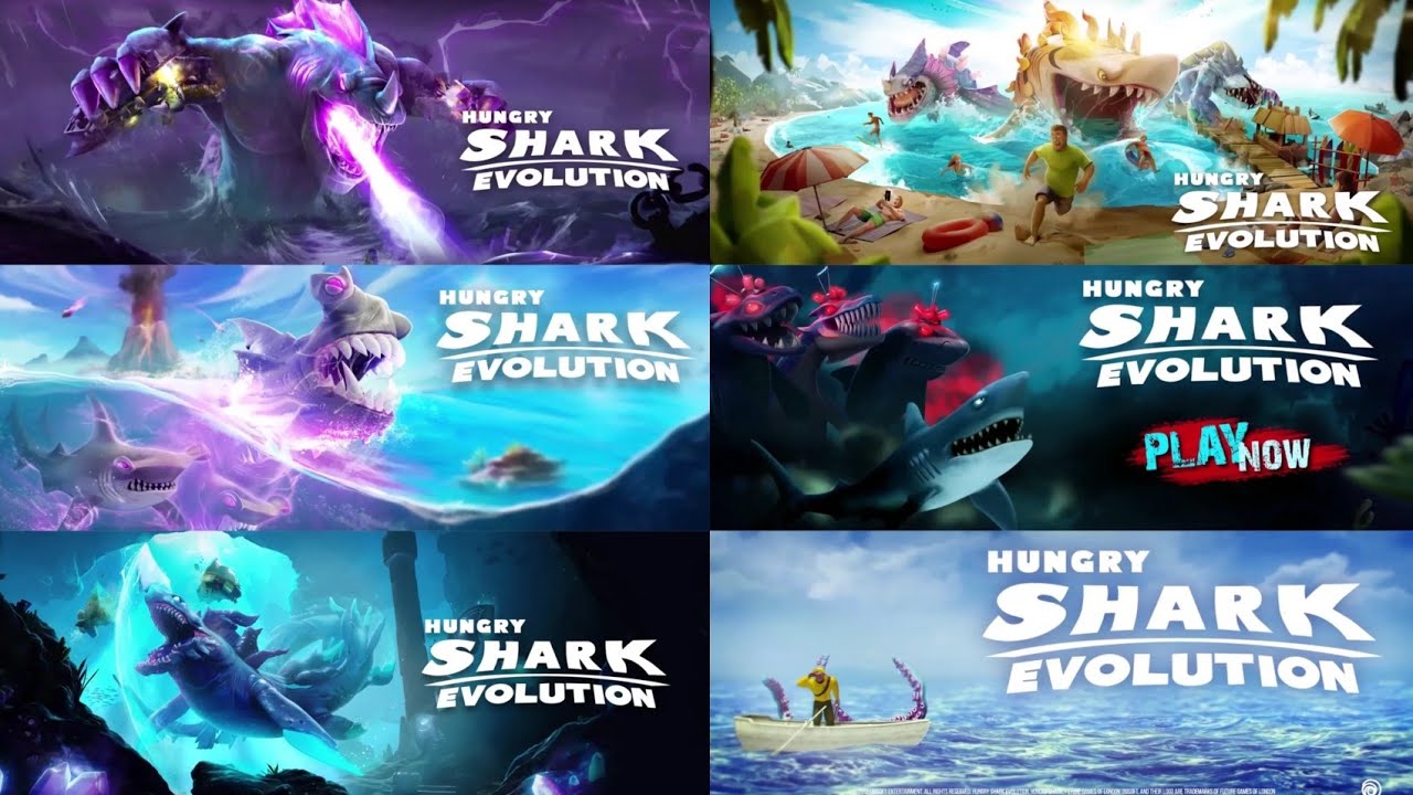 ALL NEW BEHEMOTH, LUMINITE , KRAKEN , EVOLVED SHARKS TRAILERS - Hungry Shark Evolution