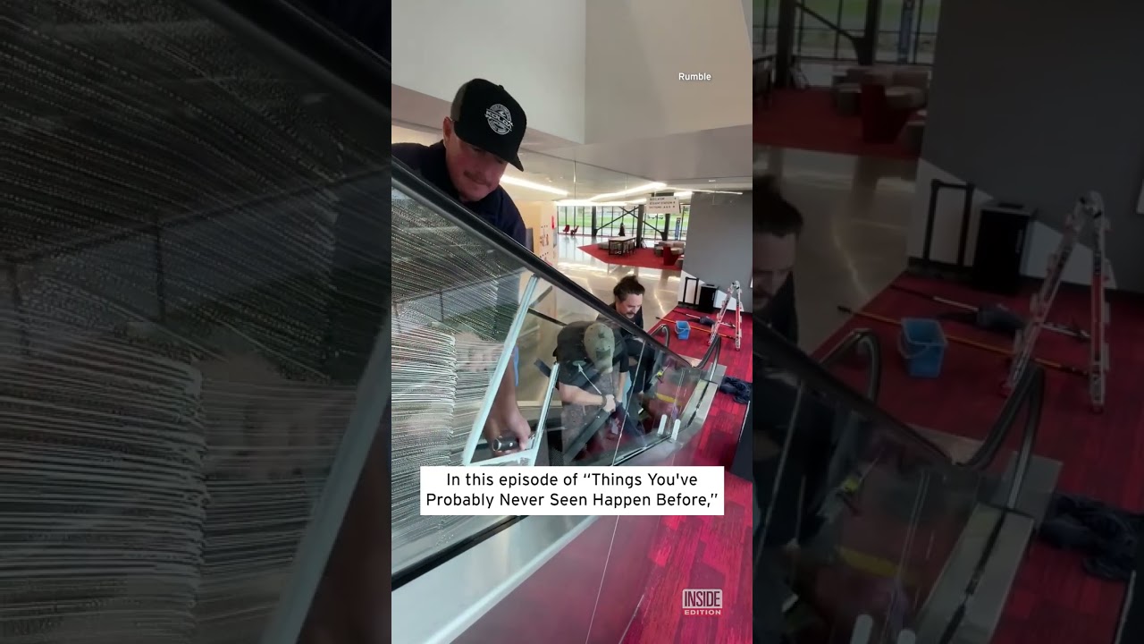 It Takes Six People Working Together to Clean This Escalator #shorts