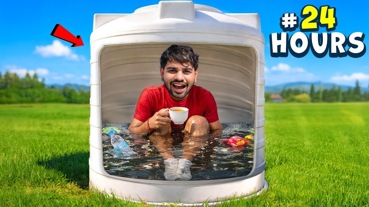 Living in Mini Water Tank For 24 Hours 🥶 पानी की टंकी में 24 घंटे Challenge 