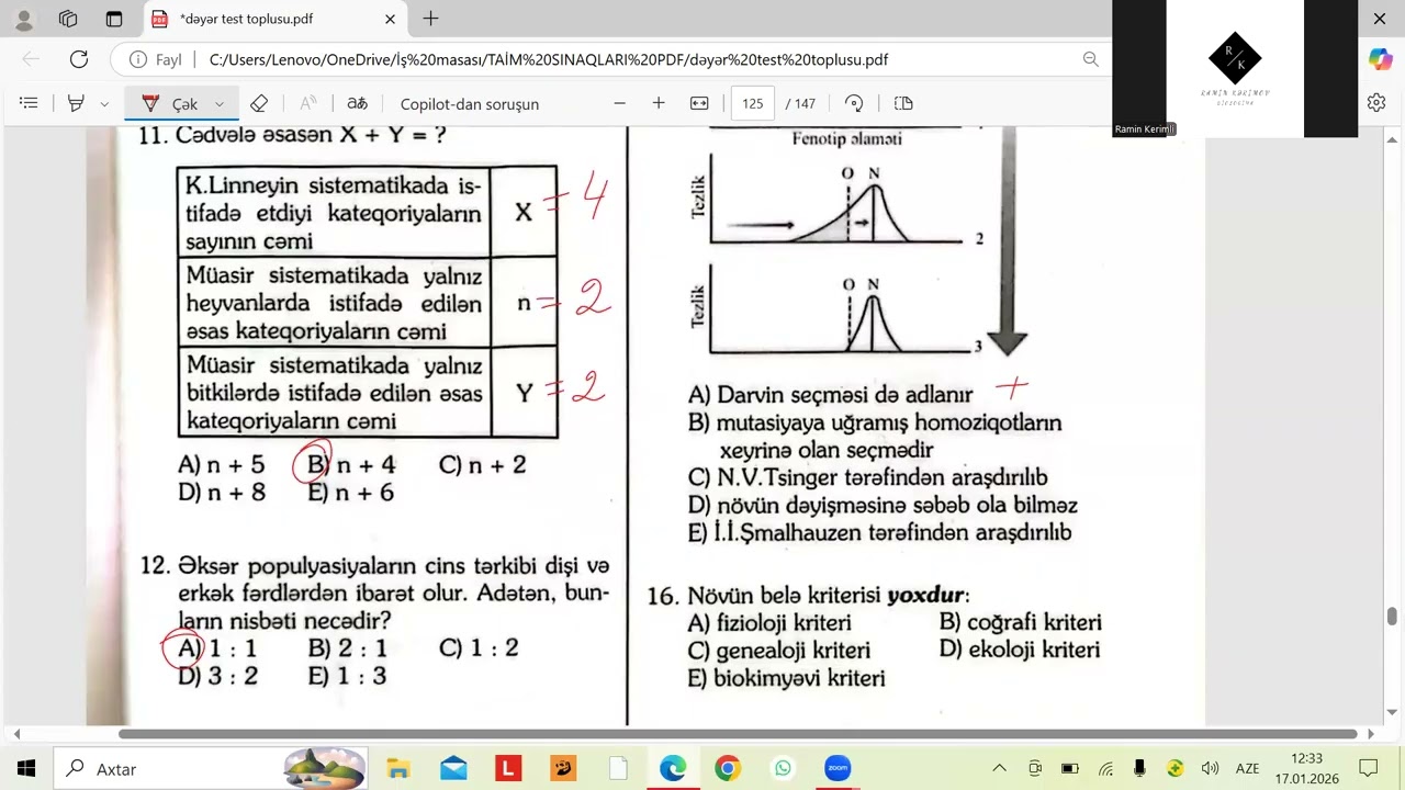 Dəyər test toplusu. Təkamül təlimi test izahı