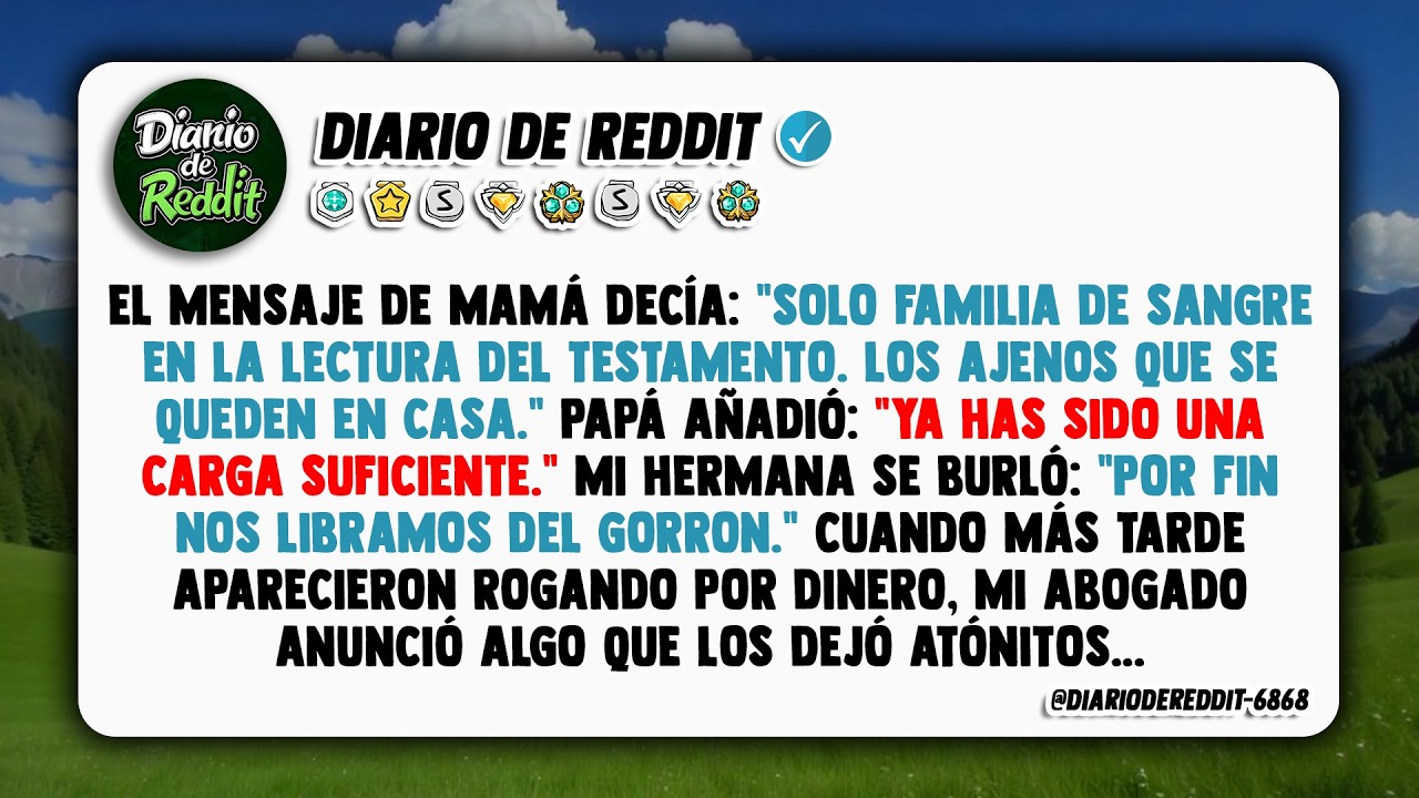 El mensaje de mamá era tajante: 'Solo familia de sangre en la lectura del testamento, los demás...