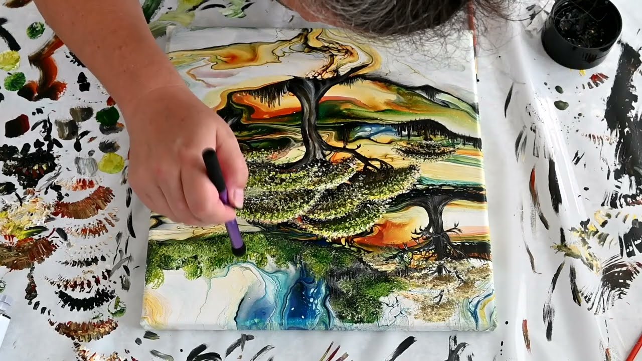 Elevate Your Acrylic Pour with a Brush: How to Embellish Fluid Art Painting