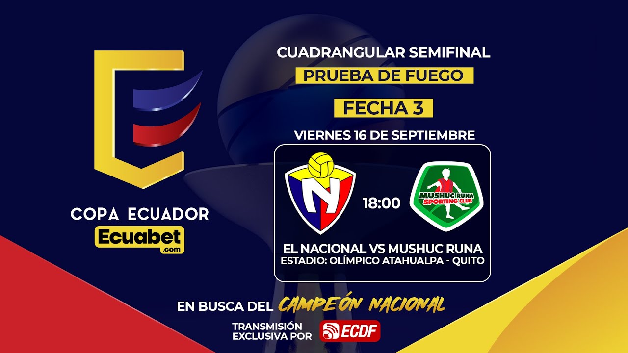 COMPLETO:  EL NACIONAL VS MUSHUC RUNA | FECHA 3 - CUADRANGULAR SEMIFINAL / COPA ECUADOR ECUABET