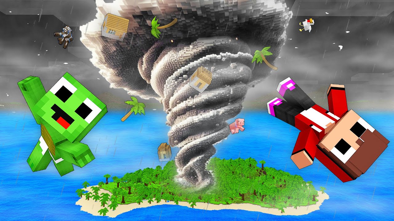 Mikey & JJ Survive The Tornado On The Island in Minecraft (Maizen)