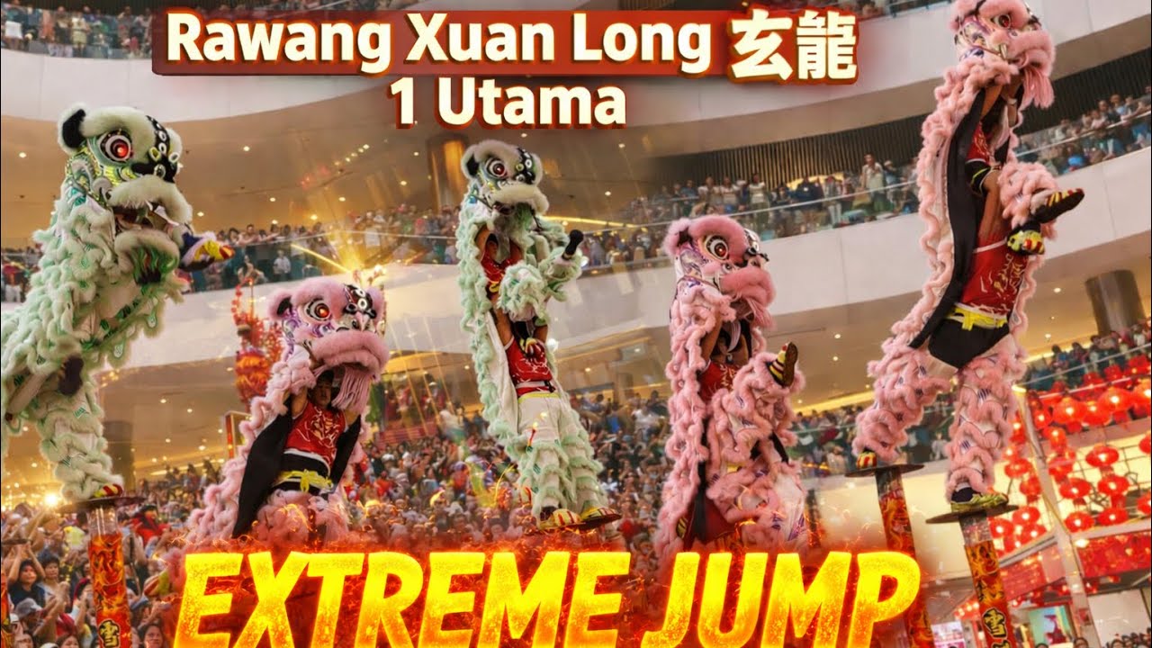 Extreme High Pole Lion Dance Performance 🔥 @ 1 Utama | CNY 2026 | Malaysia 万挠玄龙 高桩舞狮 极限飞跃 人潮爆满 气氛沸腾