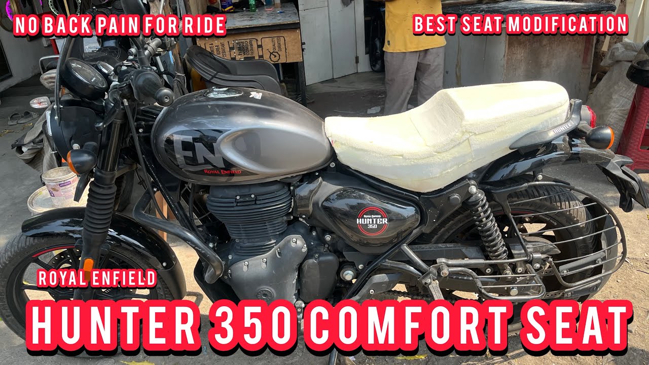 Royal Enfield hunter 350 comfort seat #hunter350 #hunter350modified @PAWAR SEAT COVERS