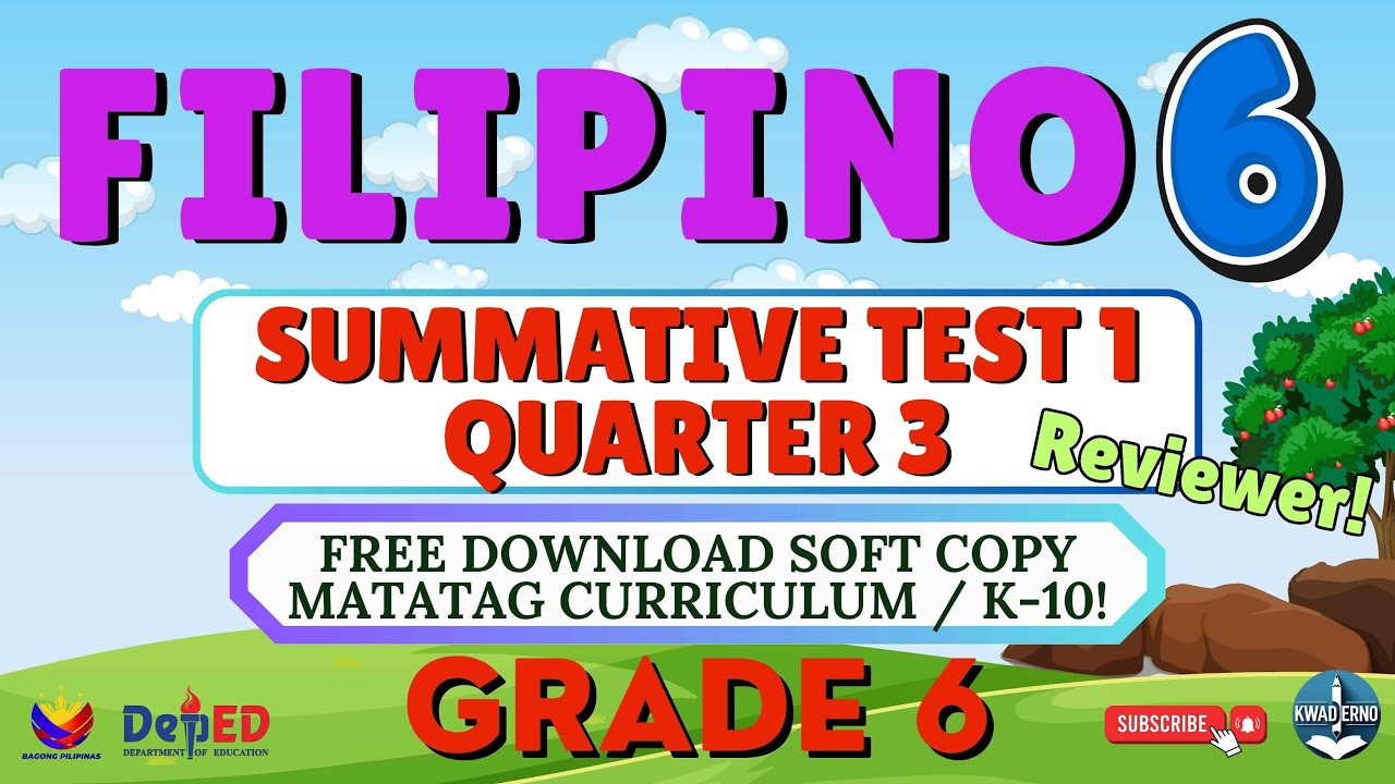 FILIPINO 6 - QUARTER 3 - SUMMATIVE TEST - FREE PPT SOFTCOPY WITH ANSWER KEY #2025 #quiz #kwaderno