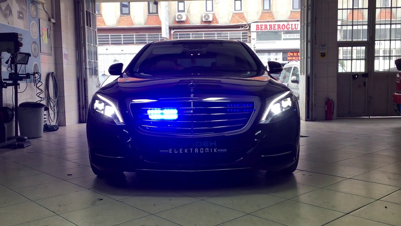 Mercedes-Benz W222 S Kasa Makam Aracı Çakar-Siren Uygulaması