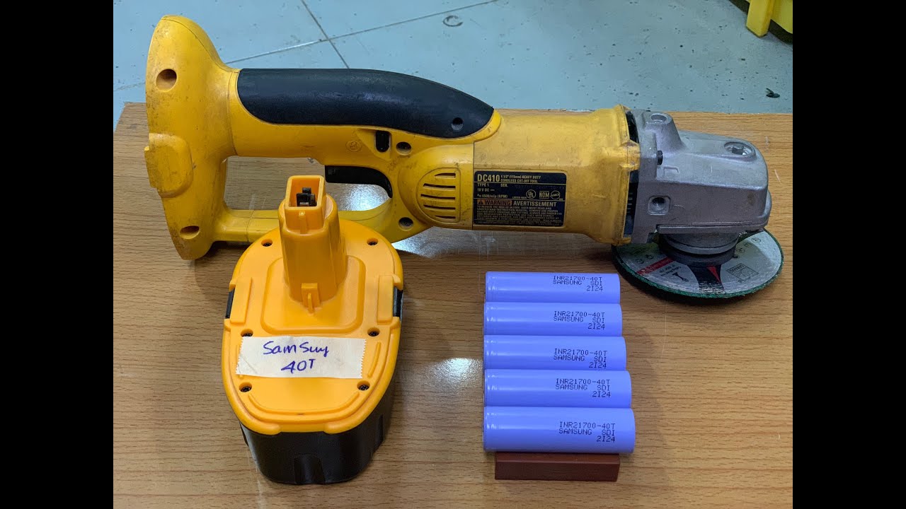 I REBUILD 18V BATTERY FOR  DEWALT 18V CORDLESS GRINDER DC410 HEAVY DUTY WITH CELL SAMSUNG40T 21700