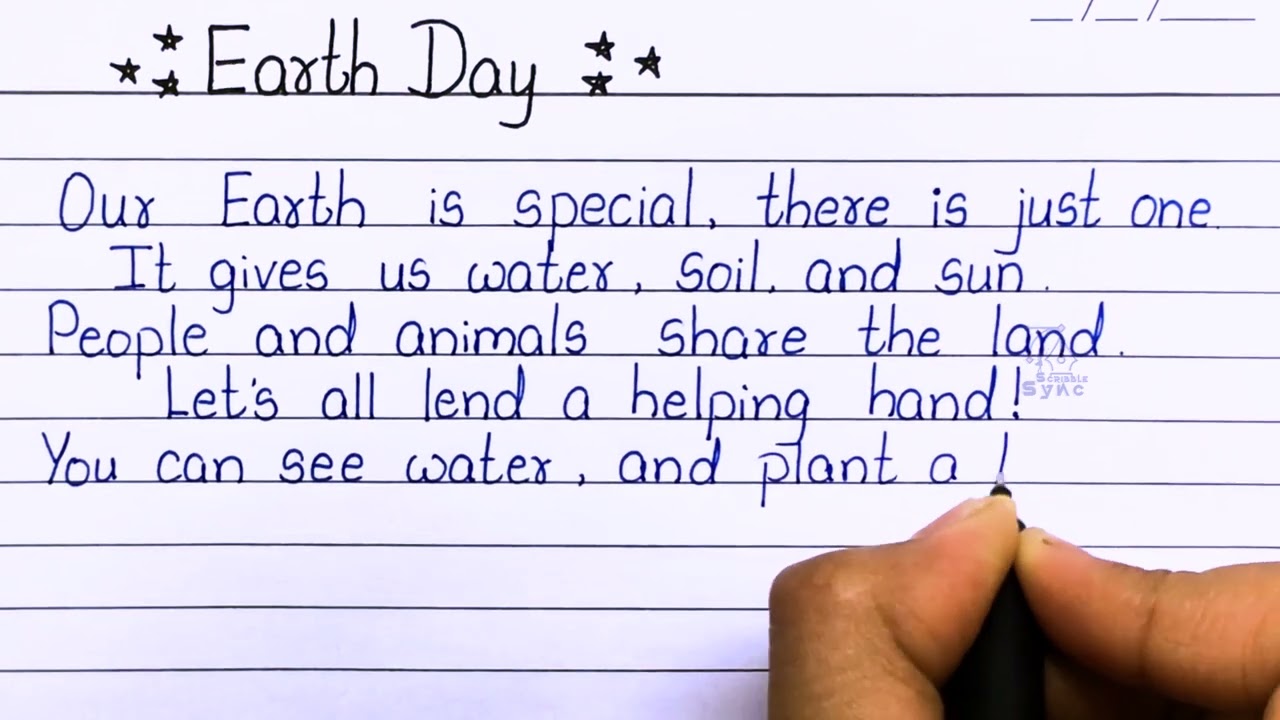 Earth Day | Print Handwriting | Print Handwriting Video | Scribble Sync | Writing On Earth Day | Art