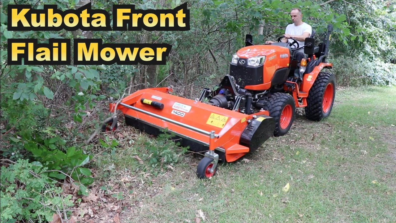 Kubota B2261 Compact Tractor with Front Mounted Flail Mower Peruzzo Scorpion 1400