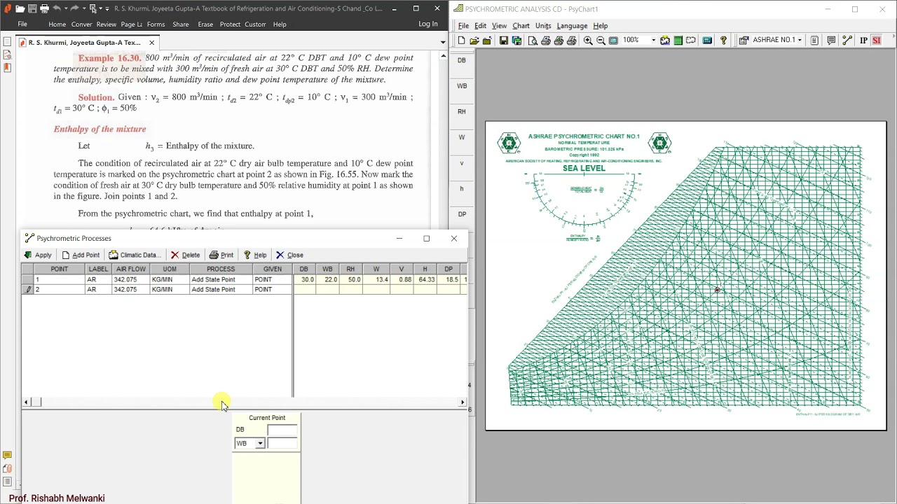 Air mixing using ASHRAE psychrometric analysis software