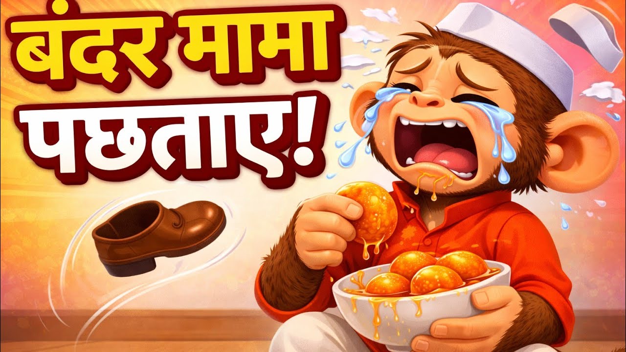Bandar Mama Aur Rasgulla 😂 | Funny Monkey Story | Hindi Rhyme for Kids | KuhhuTV24