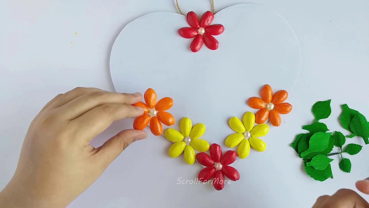 Pista Shell Crafts - Flower Wall Hanging Easy | DIY Wall Hanging ideas