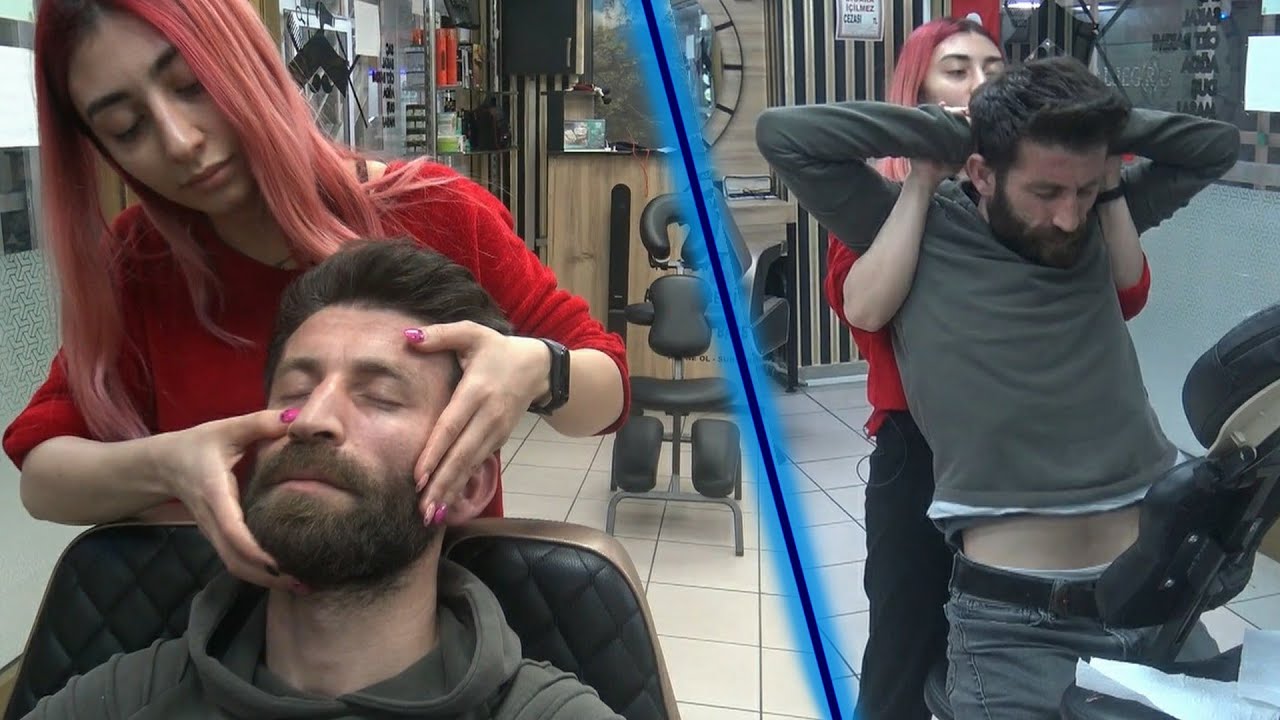 ASMR miss masseuse tugba &BACK CRACK& head, face, eyebrow, throat, back, arm, foot, leg, ear massage
