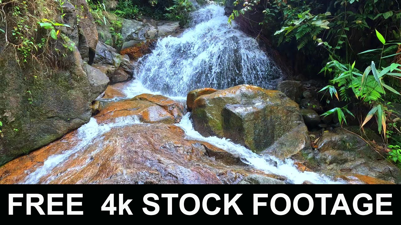 Relaxing waterfall | River | Royalty free 4k high quality stock footage