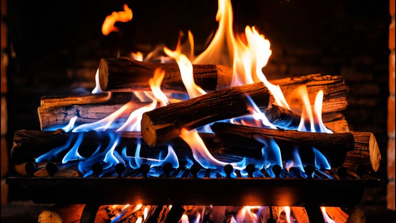 🔥 Relax & Sleep Better by a Cozy Fireplace with Blue Flames Below and Warm Orange Fire Above