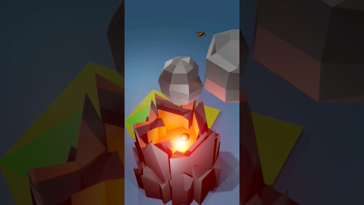 Low Poly Volcano Island. Blender Timelapse