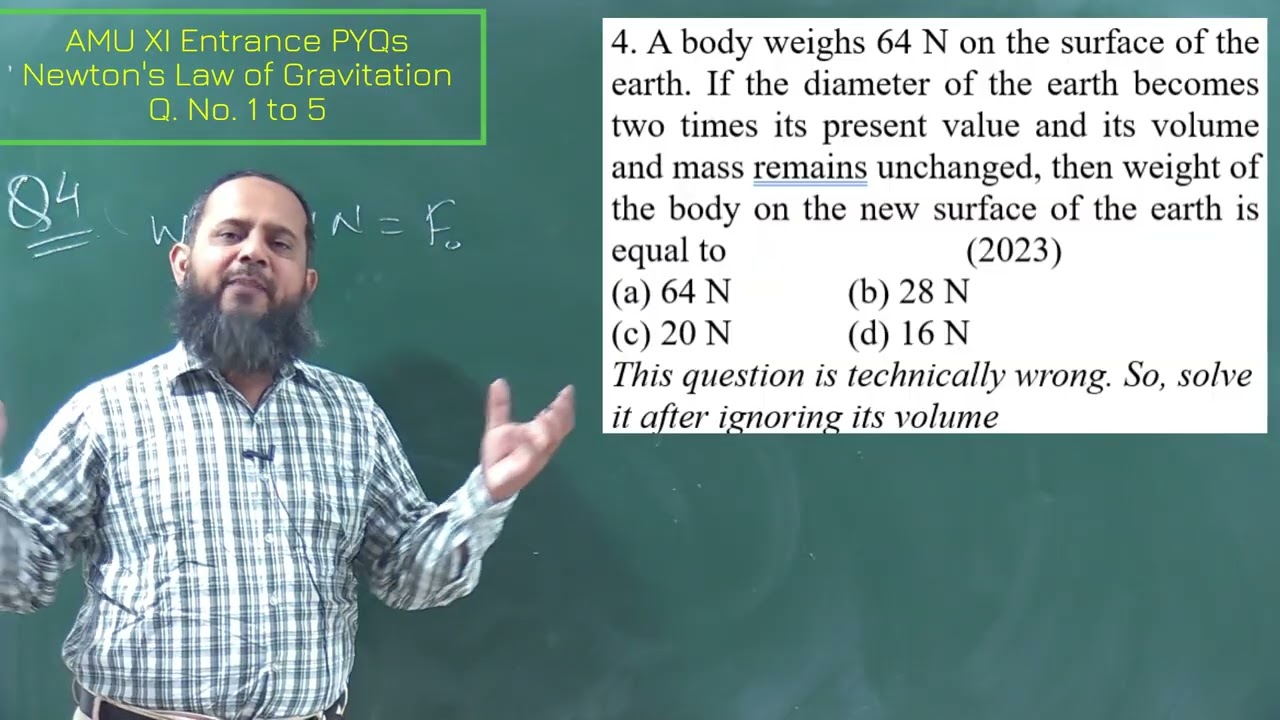 AMU XI Entrance | Gravitation | Newton's Law of Gravitation | Q. No. 1 to 5 | AMU PYQs