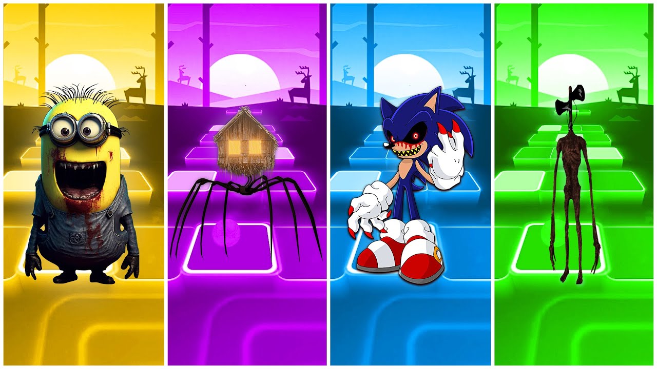 Minion exe 🆚 House Head 🆚 Sonic exe 🆚 Siren Head | Tiles Hop EDM Rush!
