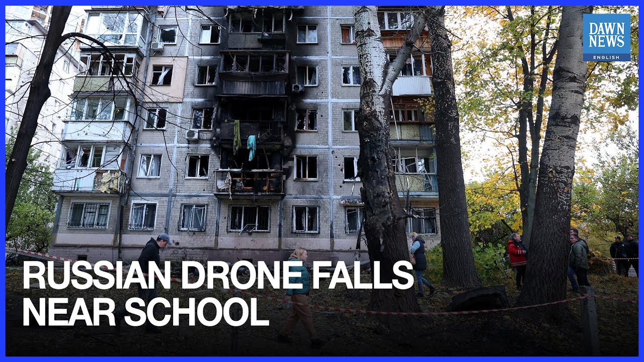 Russian Drone Falls Near School In Kyiv, Damaging Cars