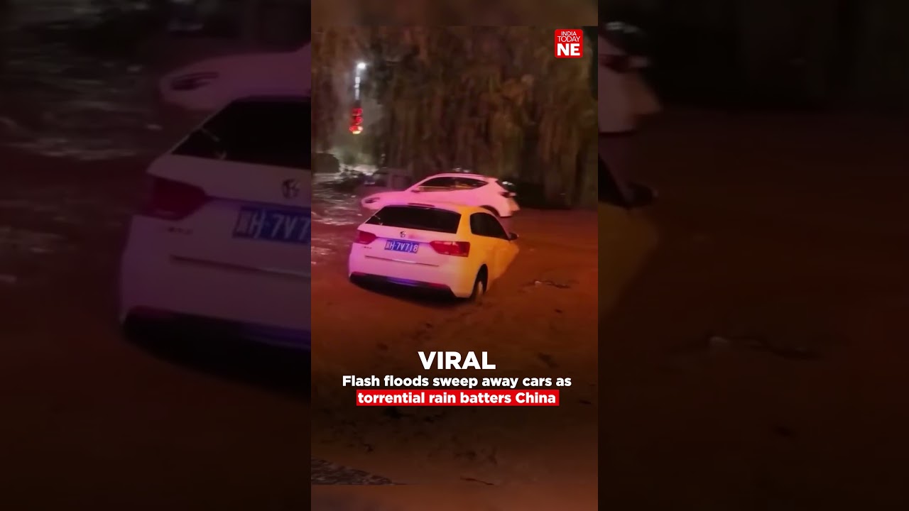 VIRAL: Flash floods sweep away cars as torrential rain batters China