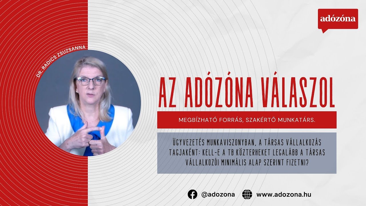 Az Adózóna válaszol – dr. Radics Zsuzsanna tb-szakértő