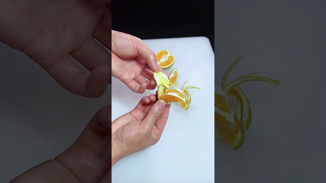 Learn three stylish ways to cut an orange! 🍊 #OrangeArt #FruitDesign #ChefKnife