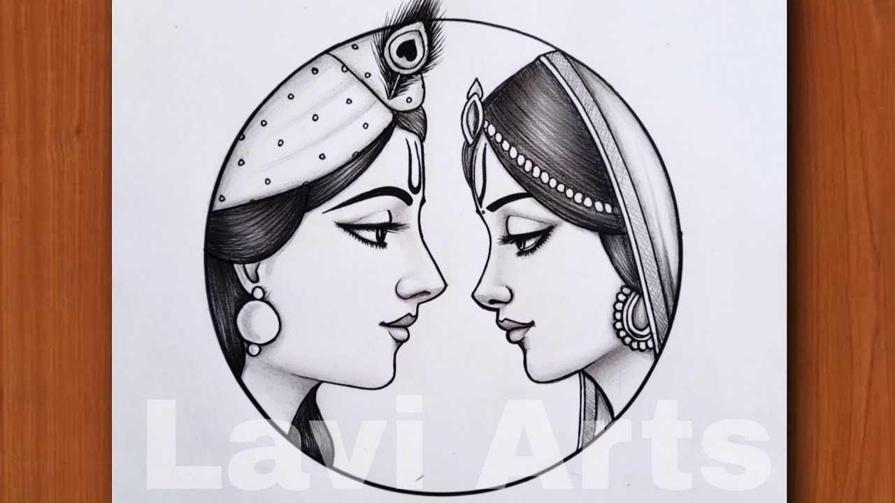 Radha Krishna Pencil Drawing- Very Easy Step by Step | Radha Krishna Image Drawing | Krishna drawing
