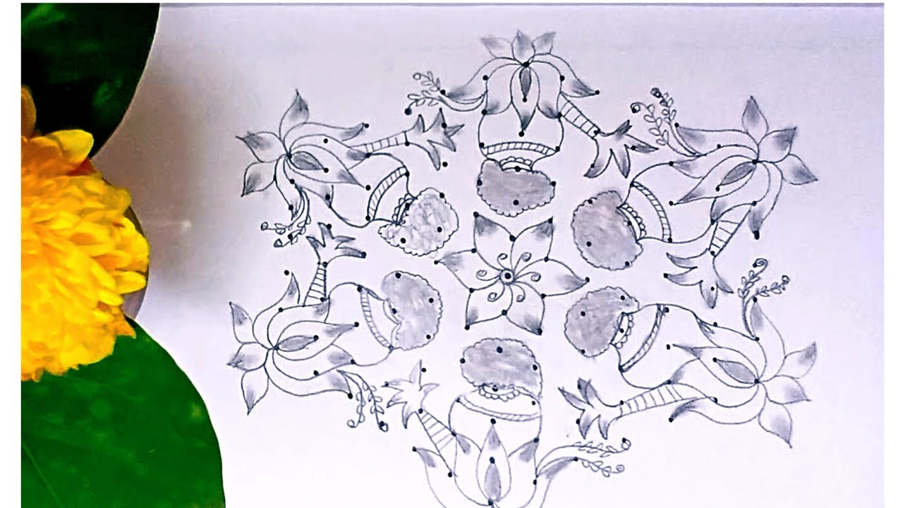 13-7 Pongal Kolam Design Sankranti Rangoli | Full Video | AS Rangoli Arts beginners step-by-step art