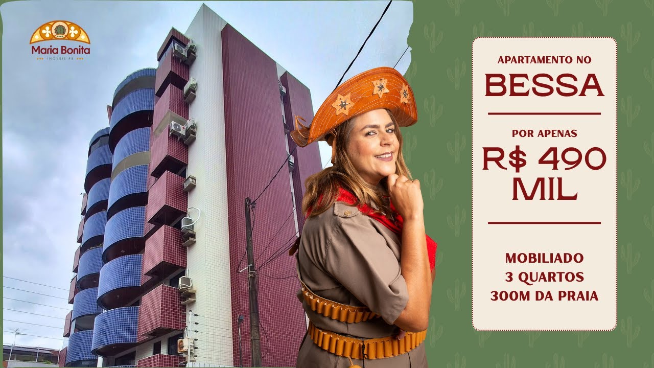 🏖 Apartamento mobiliado no Bessa, a 300m do mar – 3 quartos e lazer completo!