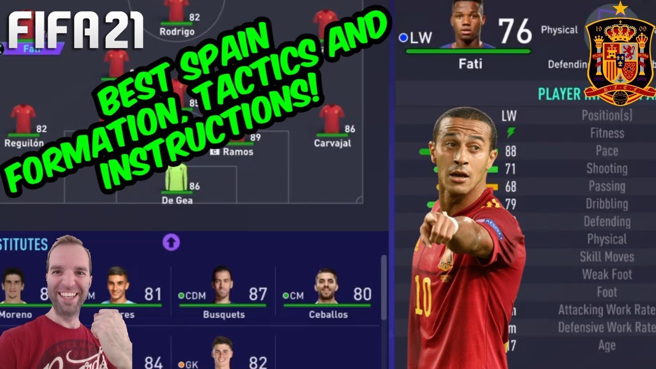 BEST SPAIN Formation, Tactics and Instructions - FIFA 21 TUTORIAL