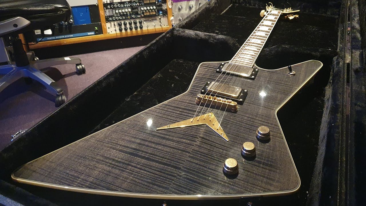 Dean Black Gold Z Explorer Limited Edition Trans Black AAA Flame Top Guitar