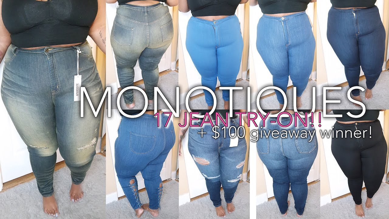 17 Pairs of Jeans! Try-On + $100 Giveaway Winner | ft. Monotiques | Plus Size