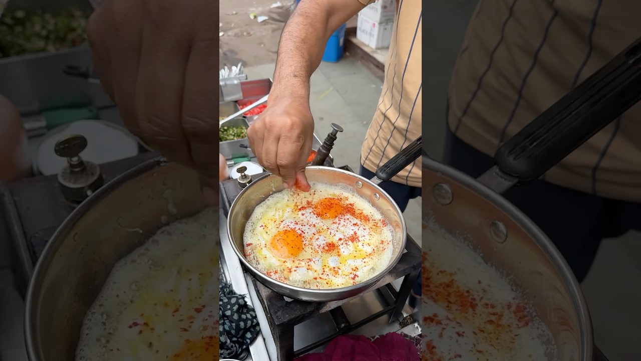 Desi egg half fry making at khan omelette #shorts