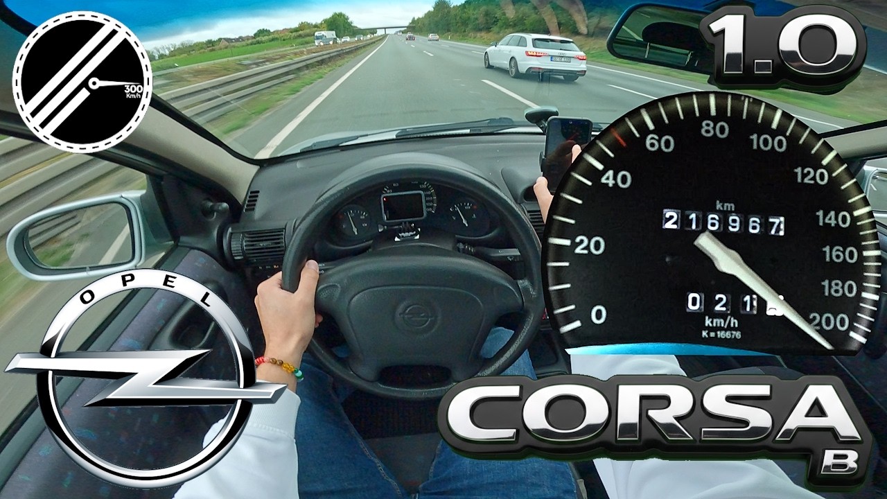 Opel Corsa B 1.0 | 54 PS | Top Speed Drive German Autobahn No Speed Limit POV