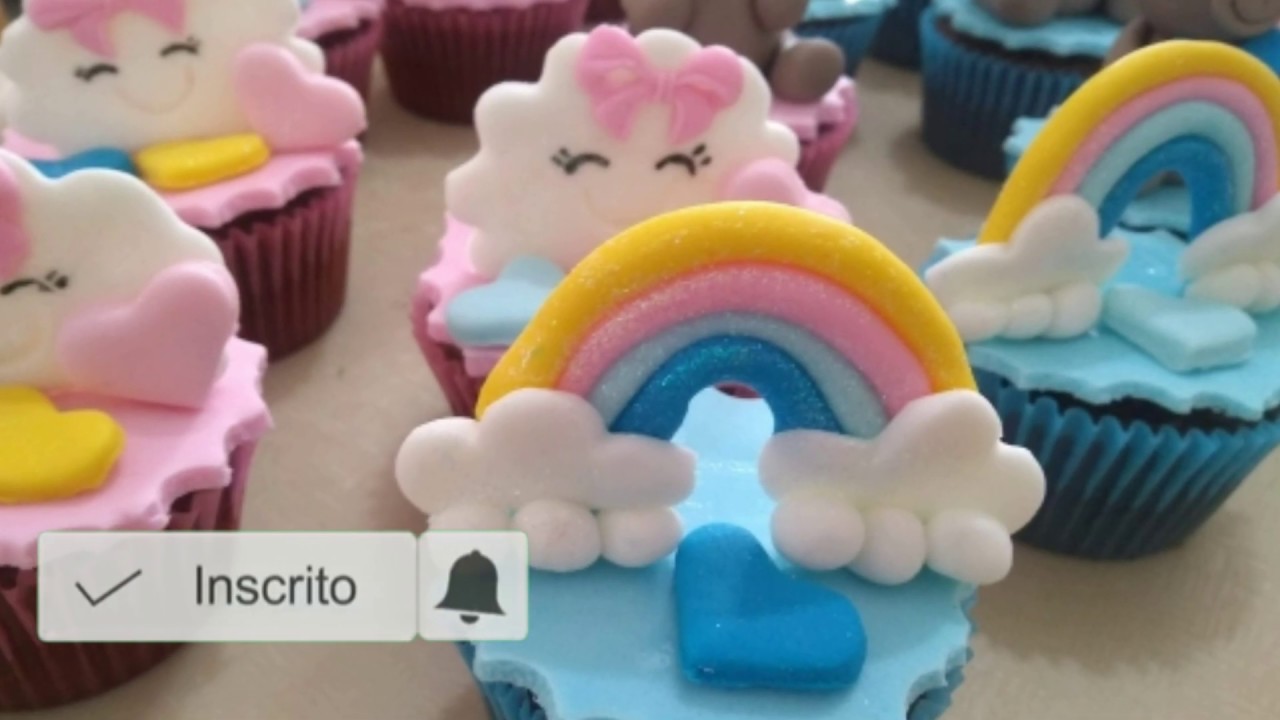 Como fazer decoração para Cupcake Fácil- Tema Chuva de Amor