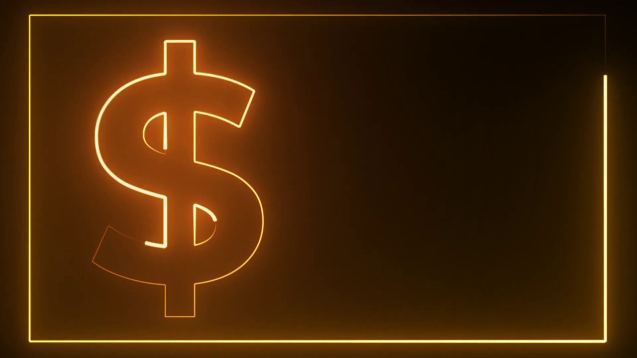Motion Made - Dollar sign glowing golden neon flickering lights with rectangle frame loop animation