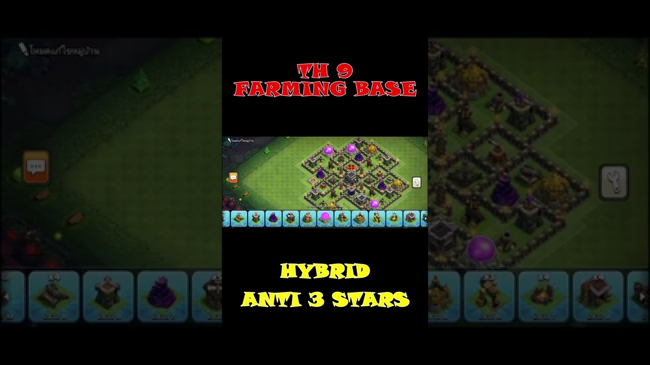 TH 9 Farming Base Anti 3 Stars , Hybrid