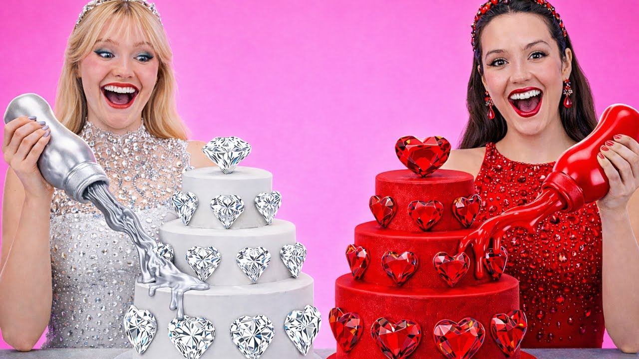 ルビー vs ダイヤモンド 💎❤️ ケーキデコレーションチャレンジ！ 誰が輝きのバトルに勝つのか？123 GO! CHALLENGE✨