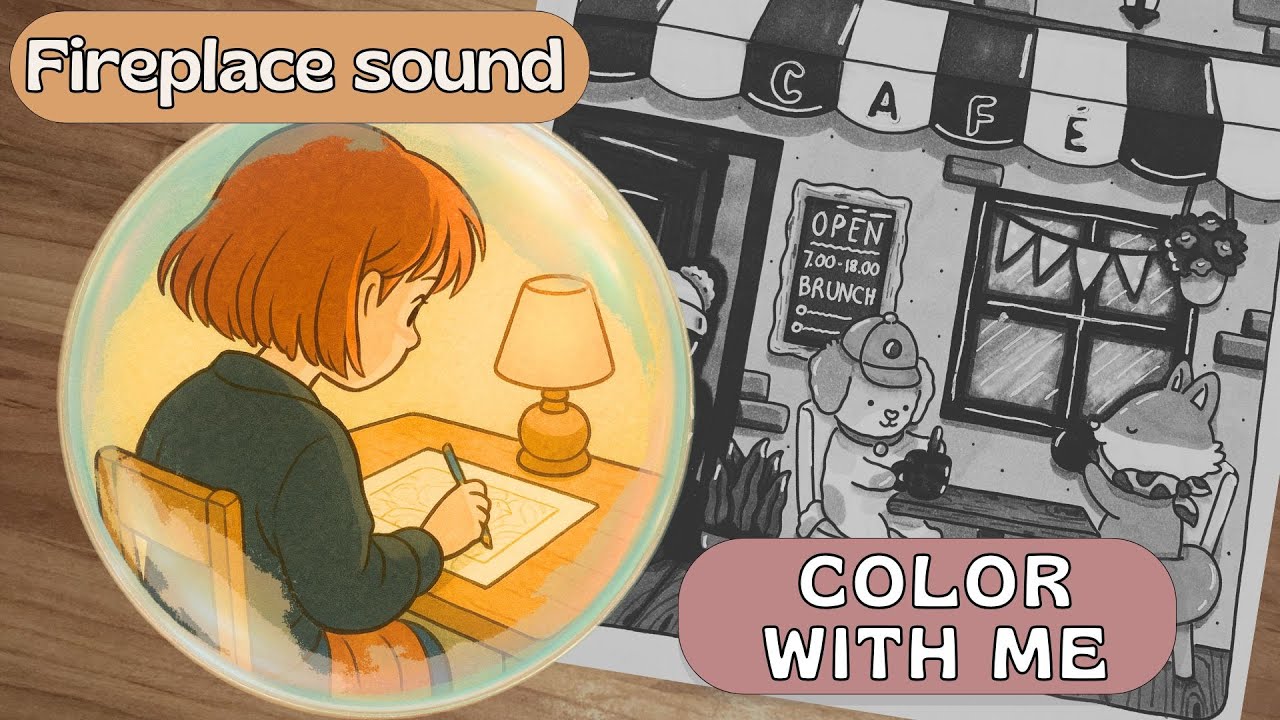 Calm Your Mind – Fireplace Coloring | Apaiser l’esprit – coloriage au coin du feu | 暖炉の塗り絵で心を落ち着かせる