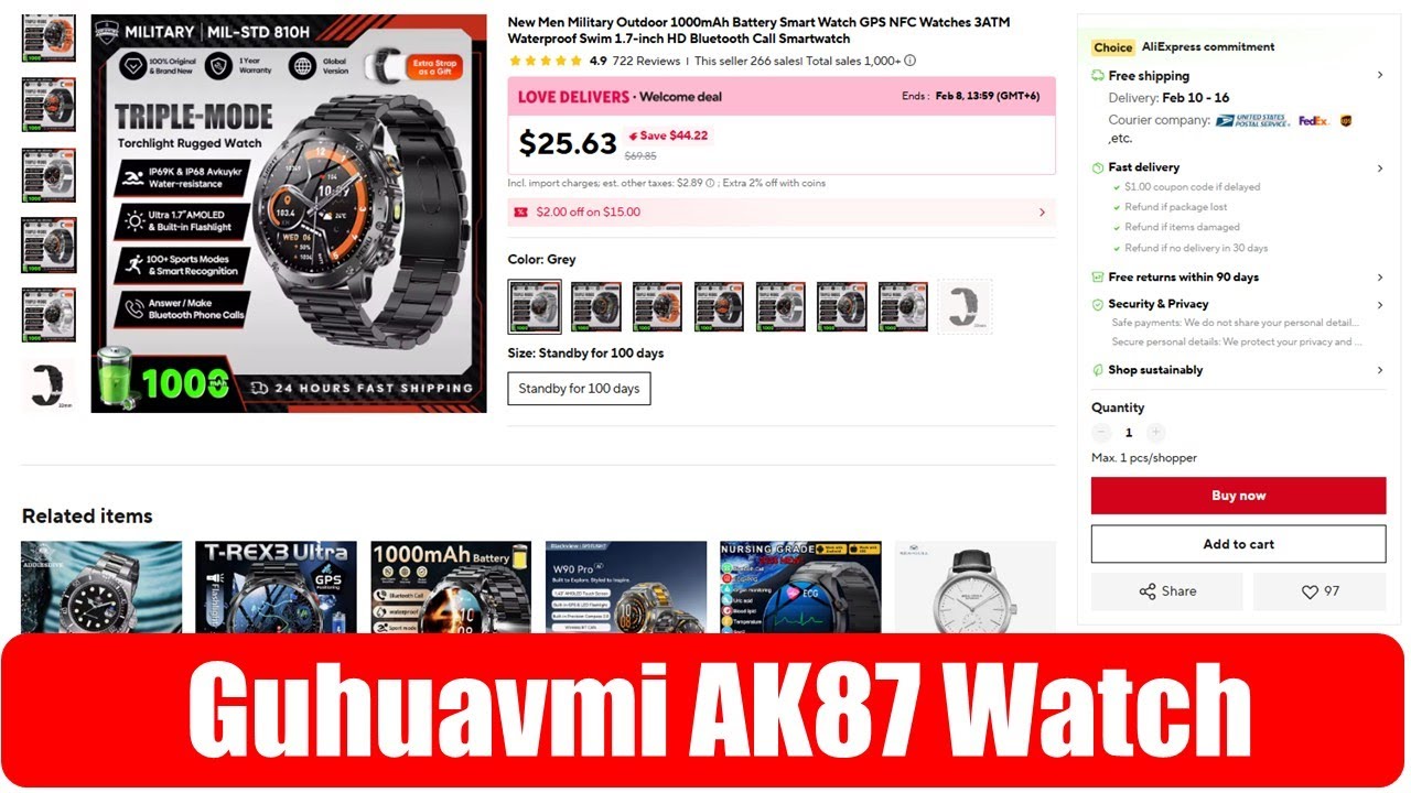 Обзор часов Guhuavmi AK87 с AliExpress | Более 1000 продано на AliExpress