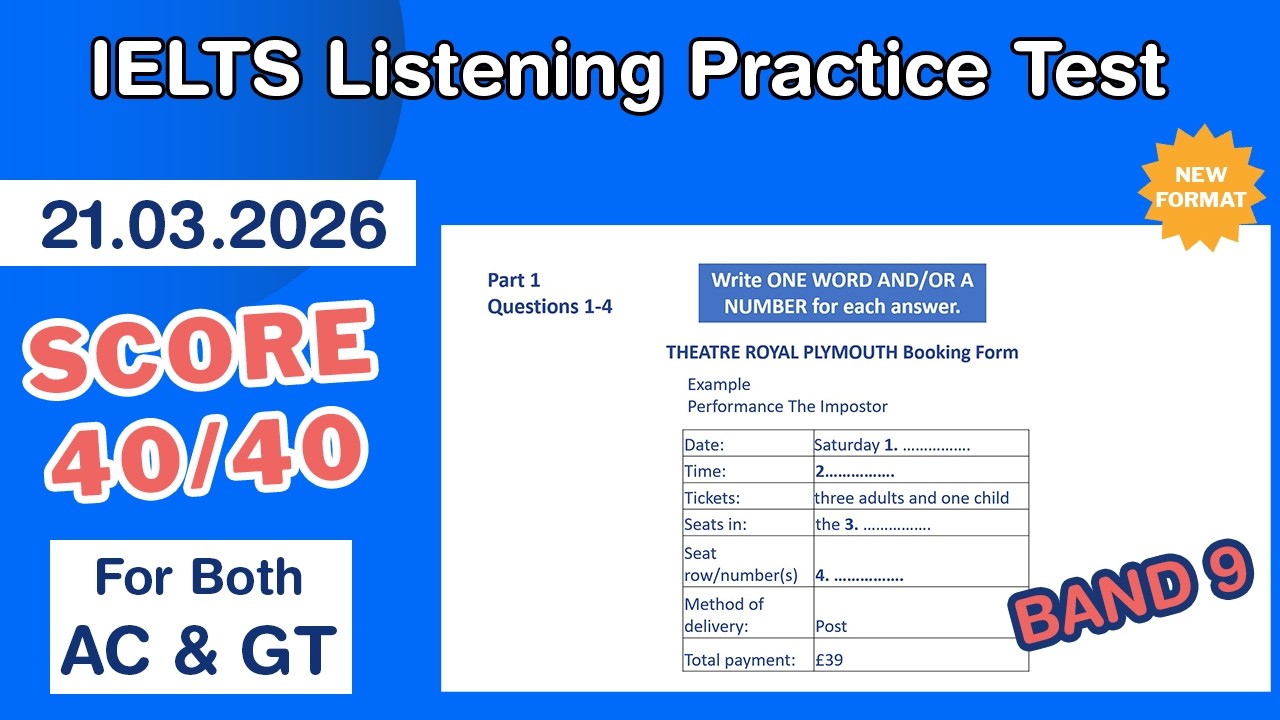 IELTS Listening Practice Test 2026 with Answers 21.03.2026 - Test #270