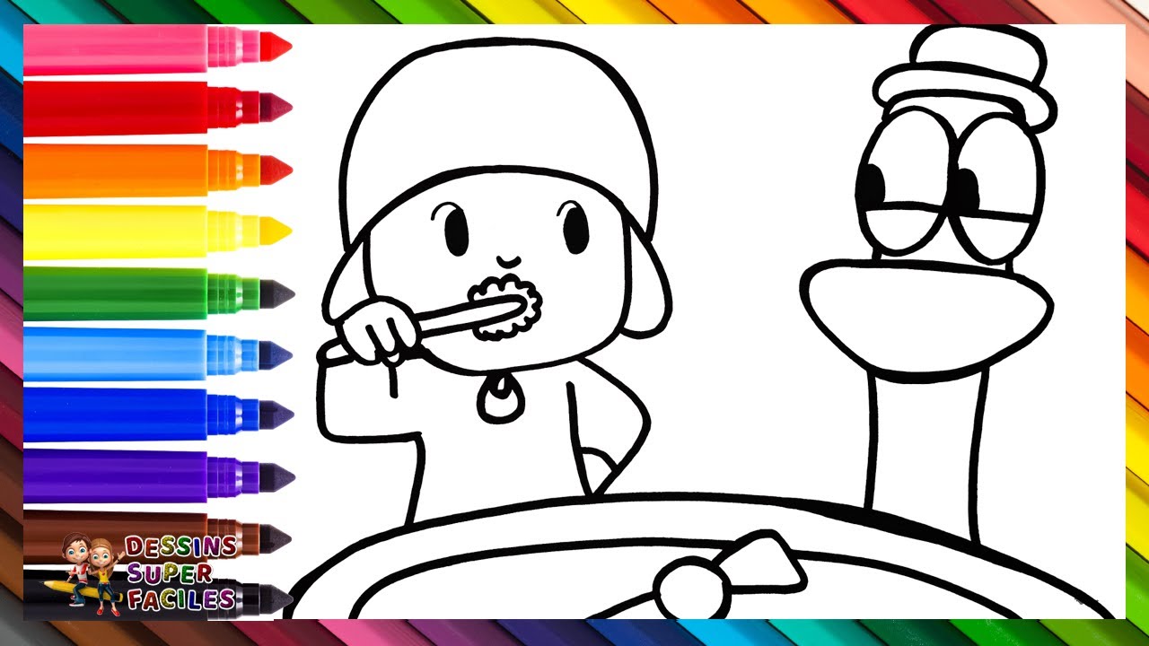 Dessiner Et Colorier Pocoyo Et Pato Qui Se Brossent Les Dents 👶🦷🪥🦆 Dessins Pour Les Enfants