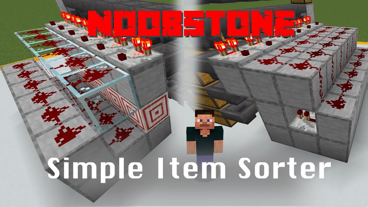 Simple Item Sorters | NoobStone | Minecraft Bedrock Edition 1.18 Redstone Tutorial